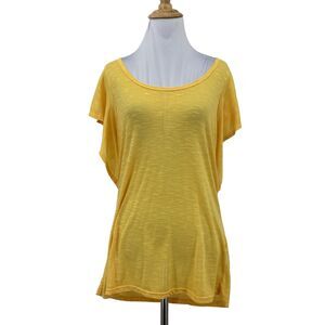 Michael Stars Jana Flutter Sleeve Top Womens OS One Size Yellow Cotton Shirt